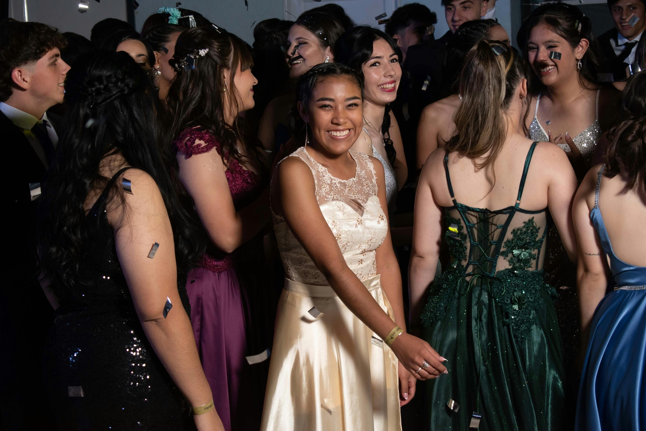 high school students at prom